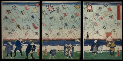 Kite-flying at a boys' festival in early spring