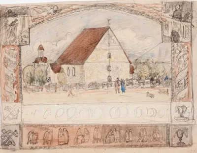 Kivikirkko, kuvitusta kirjaan Suomalainen kuvakirja lapsille ja nuorisolle 1894
