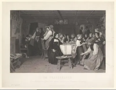 Klagend gezelschap in een sterfhuis