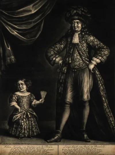 Kleene Jannetie, a dwarf aged 46 and Lange Jacob, a giant aged 40