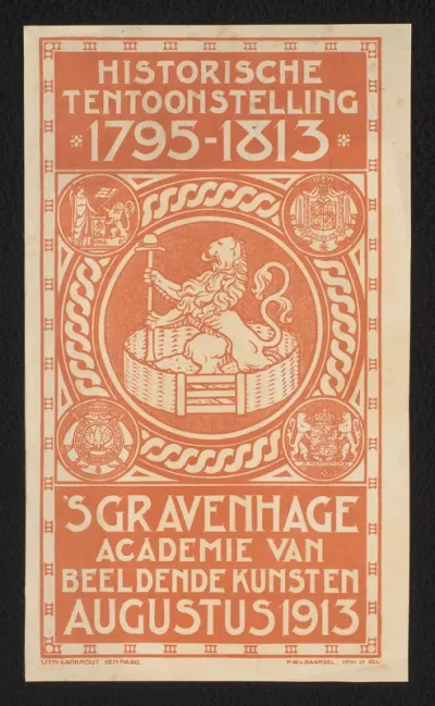 Klein affiche voor de 'Historische Tentoonstelling 1795-1813, 's-Gravenhage, Academie van Beeldende Kunsten'