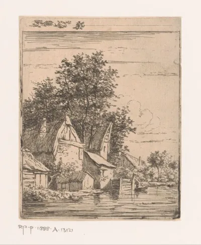 Kleine gebouwen aan het water