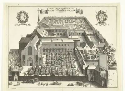 Klooster te Antwerpen in vogelvluchtperspectief