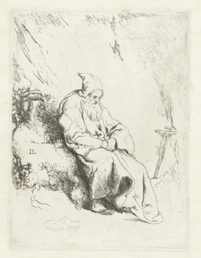 Kluizenaar met crucifix