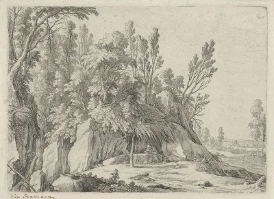 Kluizenaar voor een grot