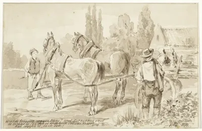 Knecht bij paard en wagen
