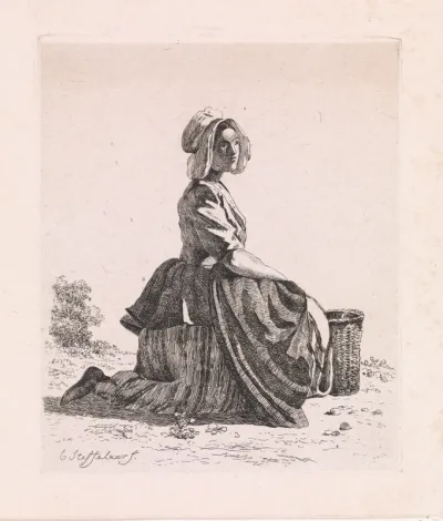 Knielende boerin