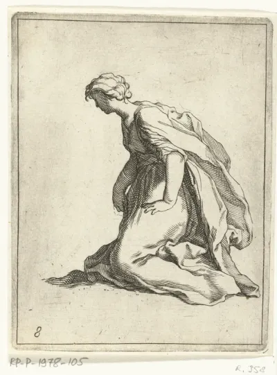 Knielende jonge vrouw