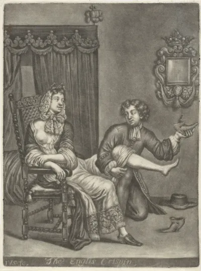 Knielende jongeman bij een vrouw