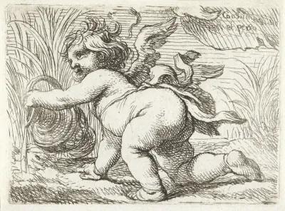 Knielende putto met waterkan
