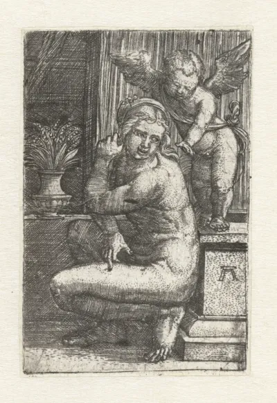 Knielende Venus met Cupido