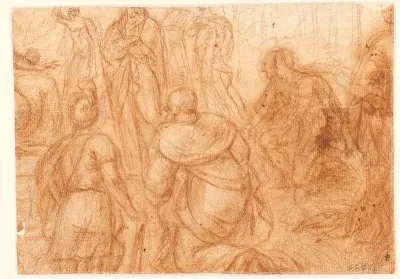 Knælende rygvendte figurer