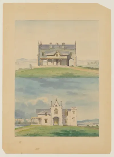 Knoll for William and Philip R. Paulding, Tarrytown (south and east [front] elevations)