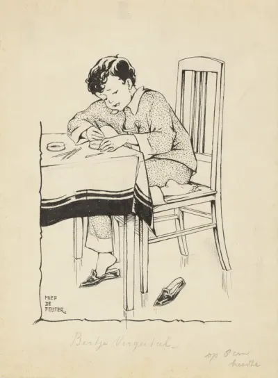 Knutselende jongen aan een tafel
