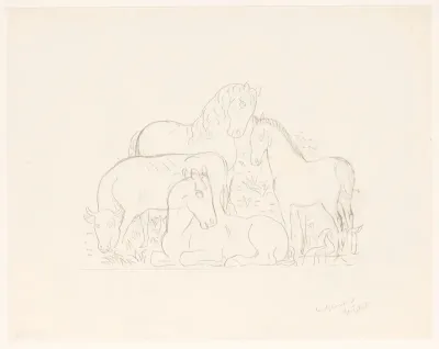 Koe en drie paarden