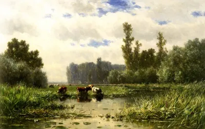 Koeien aan de waterkant bij het Gein