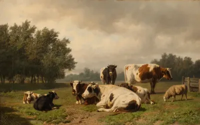 Koeien en schapen in een weide