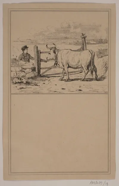 Koen og drengen. Nr. 12 i Chr. Winther og M. Rørbye, "25 Billeder for små børn"