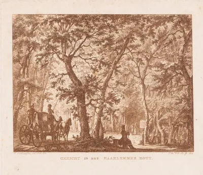 Koets en wandelaars in de Haarlemmerhout