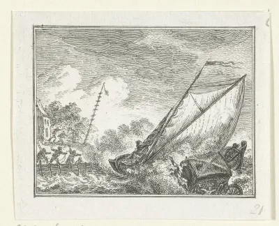 Koets te water geraakt tijdens een storm