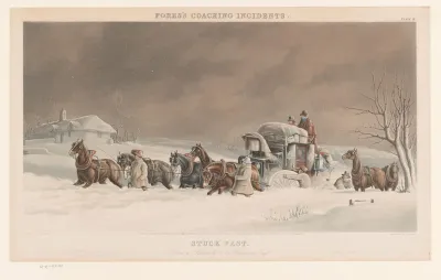 Koets vast in de sneeuw