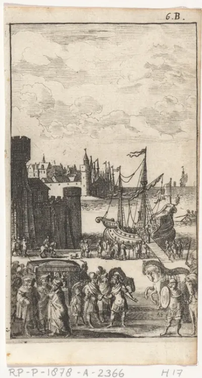 Koetsen bij een aangemeerd schip