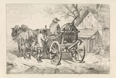Kolenwagen bij een huis
