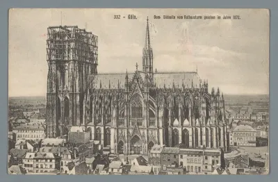 Köln. Dom, Südseite vom Rathausturm gesehen im Jahre 1872