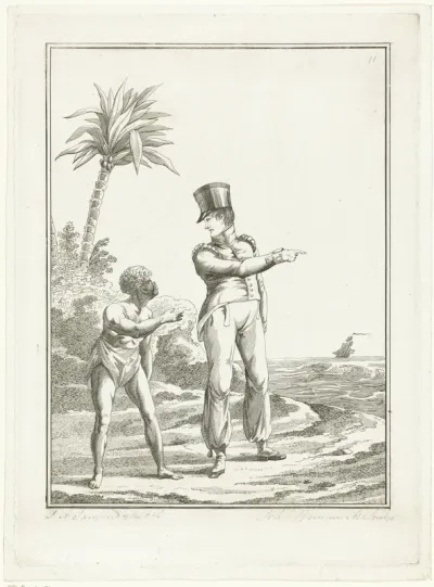 Koloniale soldaat met Afrikaan