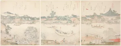 Komagata Hall and O-umaya River Bank, from the series "A Selection of Horses (Uma zukushi)"