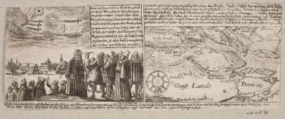 Komet, der viste sig i Grossvardein, Sibenbürgen, 14. december 1660, samt kort over egen ved Hamborg under stormfloden 4. januar 1661
