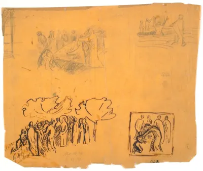 Kompositionsudkast til bl.a. maleriet "Den blinde ved vejen råber efter Kristus", 1910
