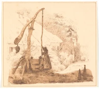Kone ved vippebrønd