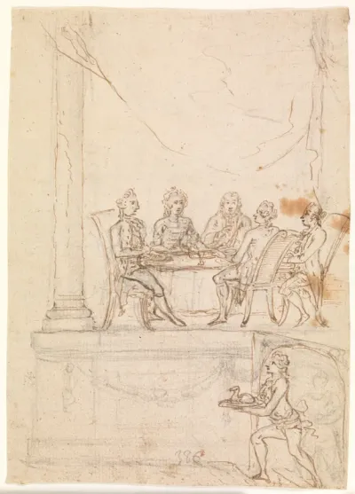 Kongefamilien ved et taffel på Hirschholm Slot 29. september 1771
