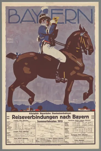 Koniglich Byerische Staatseisenbahnen. reisverbindungen nach Bayern. sommerfahrplan 1913.