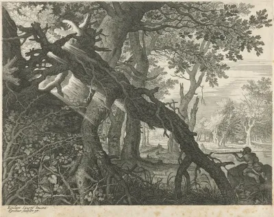 Konijnenjacht in een boslandschap