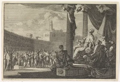 Koning Agrippa ziet een uil boven zijn troon