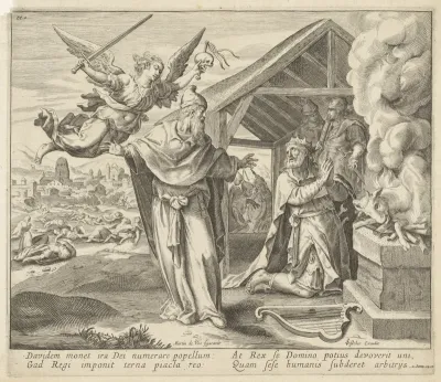 Koning David offert aan God en ziet de engel des doods