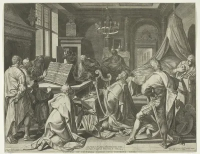 Koning David speelt psalm 118 op zijn harp