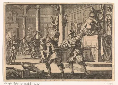 Koning Frederik van Bohemen laat de beelden uit de Slotkerk te Praag verwijderen, 1619
