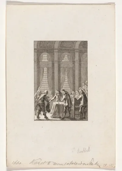 Koning Karel II van Engeland neemt afscheid van de Staten-Generaal, 1660