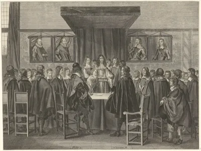 Koning Karel II van Engeland spreekt de staande leden van de Staten-Generaal toe, 1660