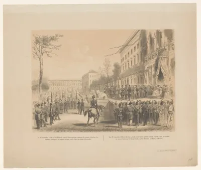 Koning Leopold deelt de vaandels uit te Brussel 23 september 1848
