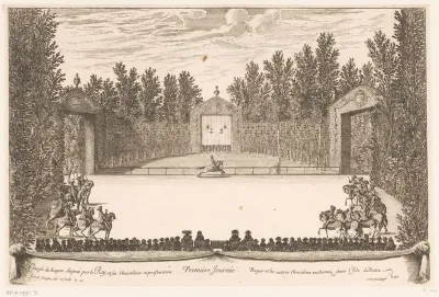 Koning Lodewijk XIV aan het ringsteken tijdens de feestelijkheden op Versailles