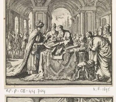 Koning Ptolemaeus Philadelphus bestudeert de Hebreeuwse wetsrollen