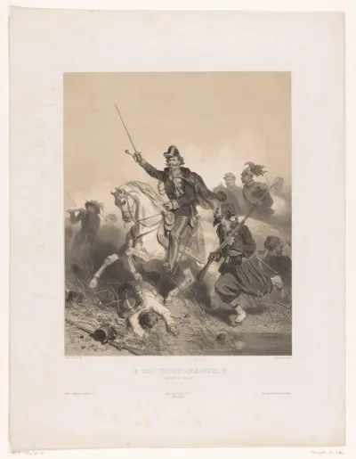 Koning Victor Emanuel II van Italië tijdens de Slag bij Palestro