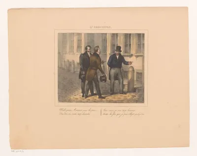 Koning Willem I wijst twee mannen de weg, 1829