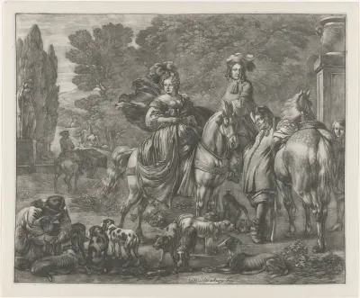 Koning Willem III en Maria II Stuart rusten tijdens de jacht