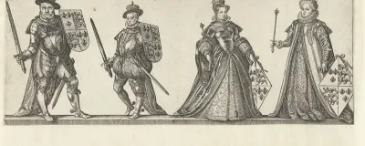 Koningen Hendrik VIII en Edward VI, koninginnen Mary en Elizabeth