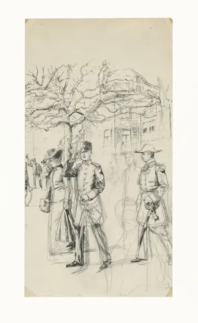 Koningin Wilhelmina en Prins Hendrik tijdens hun bezoek aan de koningin-moeder te 's-Gravenhage, 20 maart 1901